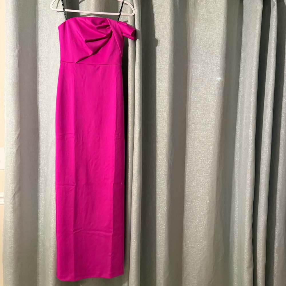 $575 Black Halo Women's Divina Gown Maxi Dress Pink Strapless 2 - Picture 8 of 14